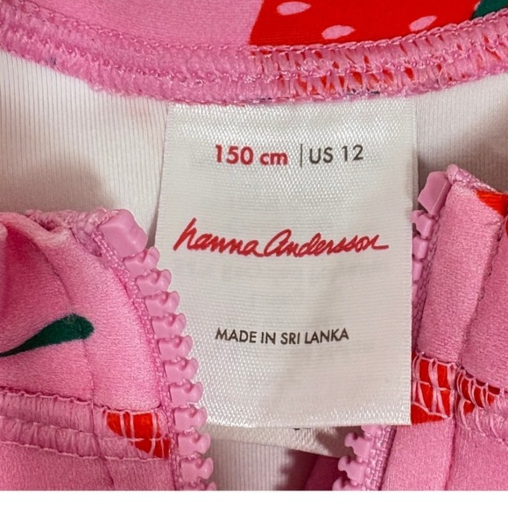 Hanna Andersson Girls Pink Strawberry Long Sleeve Rash Guard Swimsuit US 12 - Picture 2 of 3